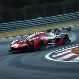 A remarkable fusion of LaFerrari, Corvette C8 Z06, and Cadillac V-LMDh WEC Hypercar navigating an apex on a race track