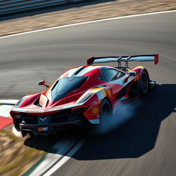 A remarkable fusion of LaFerrari, Corvette C8 Z06, and Cadillac V-LMDh WEC Hypercar navigating an apex on a race track