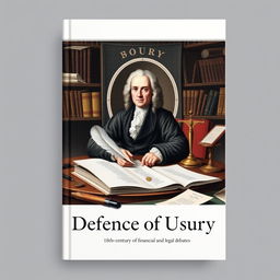 Design a book cover for 'Defence of Usury', capturing the essence of 18th-century financial and legal debates