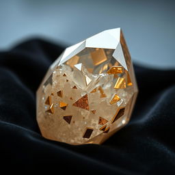 A stunning crystal featuring a harmonious blend of gold and silver elements, showcasing intricate geometrical patterns