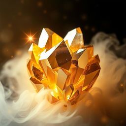 An elegant background featuring a large crystal composed of gold and silver