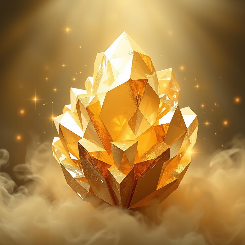 An elegant background featuring a large crystal composed of gold and silver