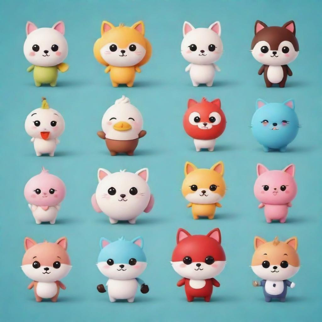 Design adorable and extremely cute cartoon characters originating from common items, making sure the items' key features are prominent, adding to their unique charm.