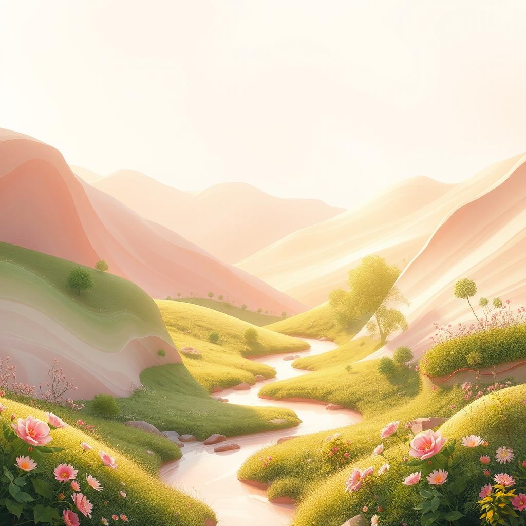 Artistic representation of a feminine abstract landscape shaped like a valley, symbolizing femininity and nature