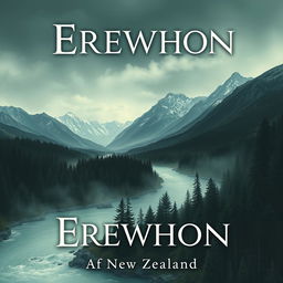 Design a book cover for the anti-Utopian novel 'Erewhon,' set in 1872 on the South Island of New Zealand