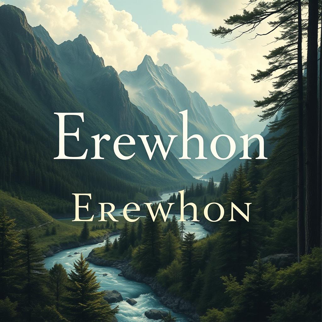 Design a book cover for the anti-Utopian novel "Erewhon," set in 1872 on the South Island of New Zealand