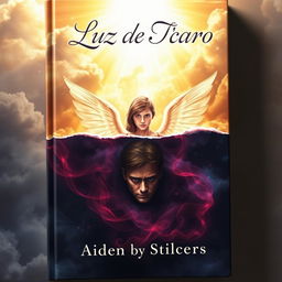 Dramatic fantasy book cover depicting a split between two worlds