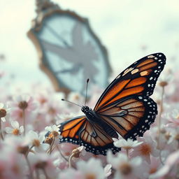 A sprawling image titled 'Desvaneio' by Yasmin Fantinne, featuring a wounded butterfly amidst the foreground