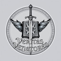 An emblematic silver logo for a Dungeons and Dragons group