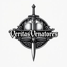 An emblematic silver logo for a Dungeons and Dragons group