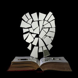 An evocative composition featuring a broken mirror set against a black background