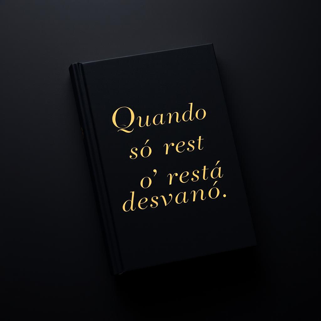 A book spine design with a black background, featuring the phrase "Quando só resta desvaneio" elegantly inscribed