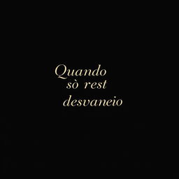 A book spine design with a black background, featuring the phrase "Quando só resta desvaneio" elegantly inscribed