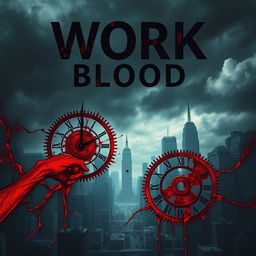 A dramatic and intense book cover featuring the concept of 'work blood'