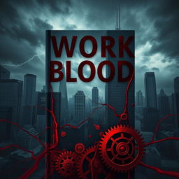 A dramatic and intense book cover featuring the concept of 'work blood'