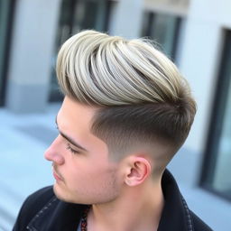 A trendy and stylish fade hairstyle for men, showcasing a seamless transition from short to longer hair