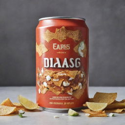 A visually striking image of a can branded as 'Brass', filled with tempting, delicious chilaquiles.