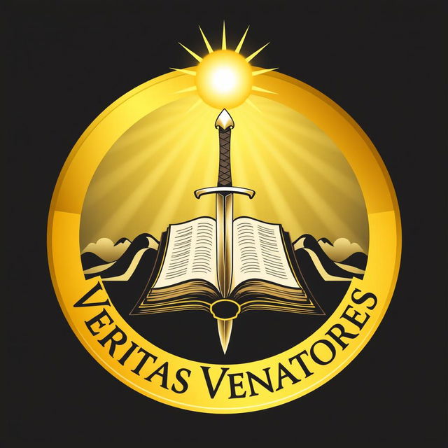 A golden logo featuring the words 'Veritas Venatores' encased in a circle