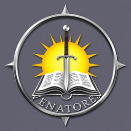 A silver-colored logo of 'Veritas Venatores', encased in a circle