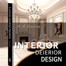 A stylish and elegant book cover design for a book titled 'A Journey Through the World of Interior Design'