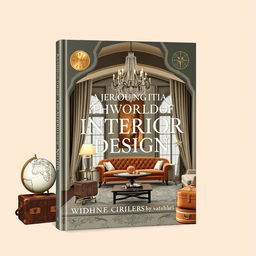 A stylish and elegant book cover design for a book titled 'A Journey Through the World of Interior Design'