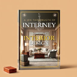 A stylish and elegant book cover design for a book titled 'A Journey Through the World of Interior Design'