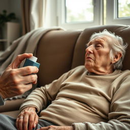 An elderly adult experiencing a respiratory emergency at home, with an exacerbation of asthma or COPD