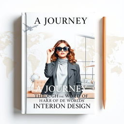 A modern and simple book cover design for 'A Journey Through the World of Interior Design'