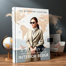 A modern and simple book cover design for 'A Journey Through the World of Interior Design'