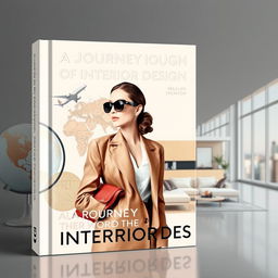 A modern and simple book cover design for 'A Journey Through the World of Interior Design'