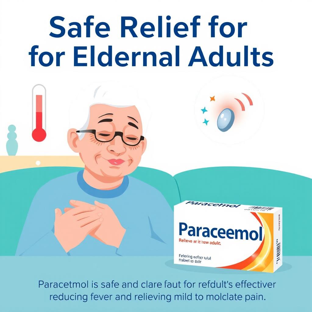 An image illustrating how paracetamol helps relieve fever and pain in the elderly
