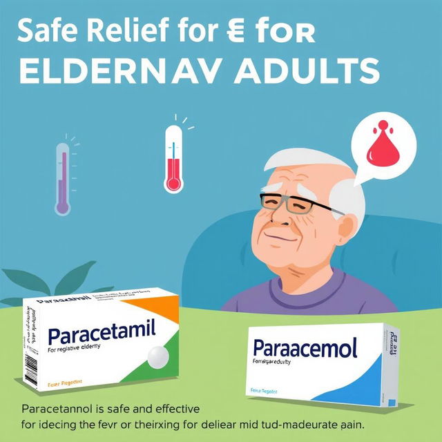 An image illustrating how paracetamol helps relieve fever and pain in the elderly