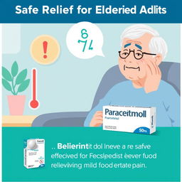 An image illustrating how paracetamol helps relieve fever and pain in the elderly