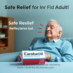 A hyper-realistic image illustrating how paracetamol helps relieve fever and pain in the elderly