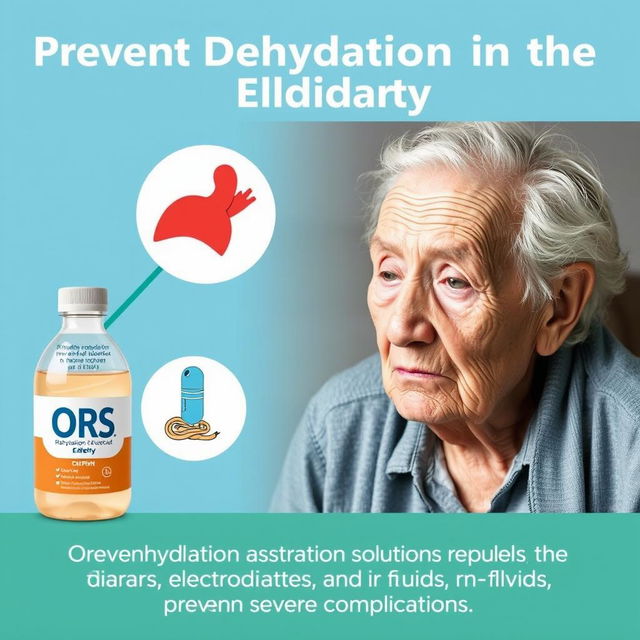 An image illustrating how oral rehydration solutions help prevent dehydration in the elderly