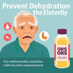 An image illustrating how oral rehydration solutions help prevent dehydration in the elderly