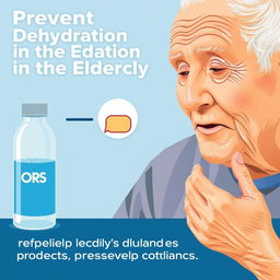 An image illustrating how oral rehydration solutions help prevent dehydration in the elderly