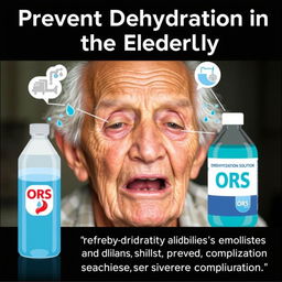 An image illustrating how oral rehydration solutions help prevent dehydration in the elderly