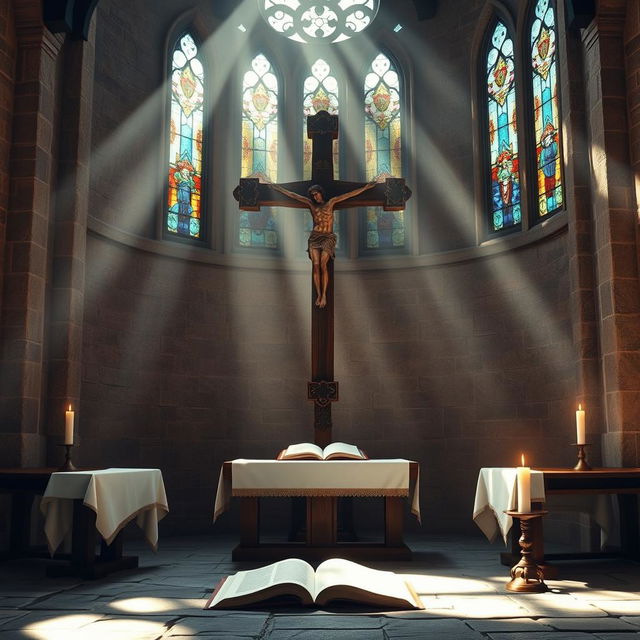 A hyper-realistic depiction of Christianity with a sacred and peaceful ambiance