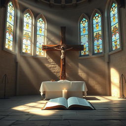 A hyper-realistic depiction of Christianity with a sacred and peaceful ambiance