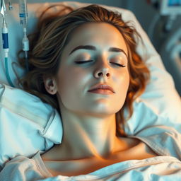 A woman under the effects of anesthesia, peacefully resting with a relaxed expression