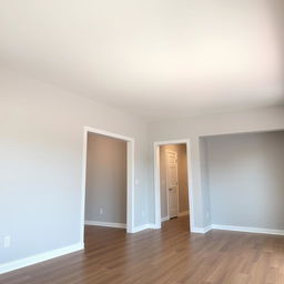 A living room with walls painted in light gray acrylic paint, featuring a matte white ceiling