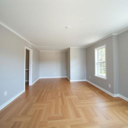 A living room with walls painted in light gray acrylic paint, featuring a matte white ceiling