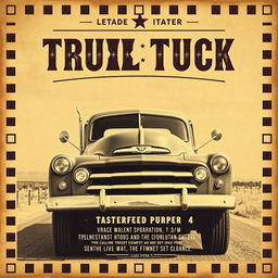 Create a 1950s vintage movie poster effect for the image featuring the truck