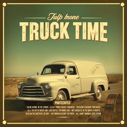 Create a 1950s vintage movie poster effect for the image featuring the truck