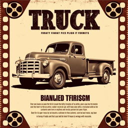 Create a 1950s vintage movie poster effect featuring the existing truck image