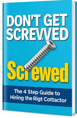 A dynamic eBook cover for the book titled "Don't Get Screwed: The 4 Step Guide to Hiring the Right Contractor