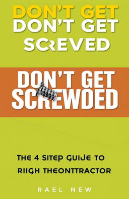 A dynamic eBook cover for the book titled "Don't Get Screwed: The 4 Step Guide to Hiring the Right Contractor