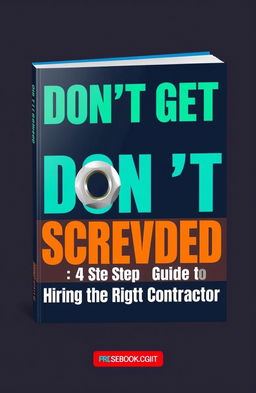 A dynamic eBook cover for the book titled "Don't Get Screwed: The 4 Step Guide to Hiring the Right Contractor