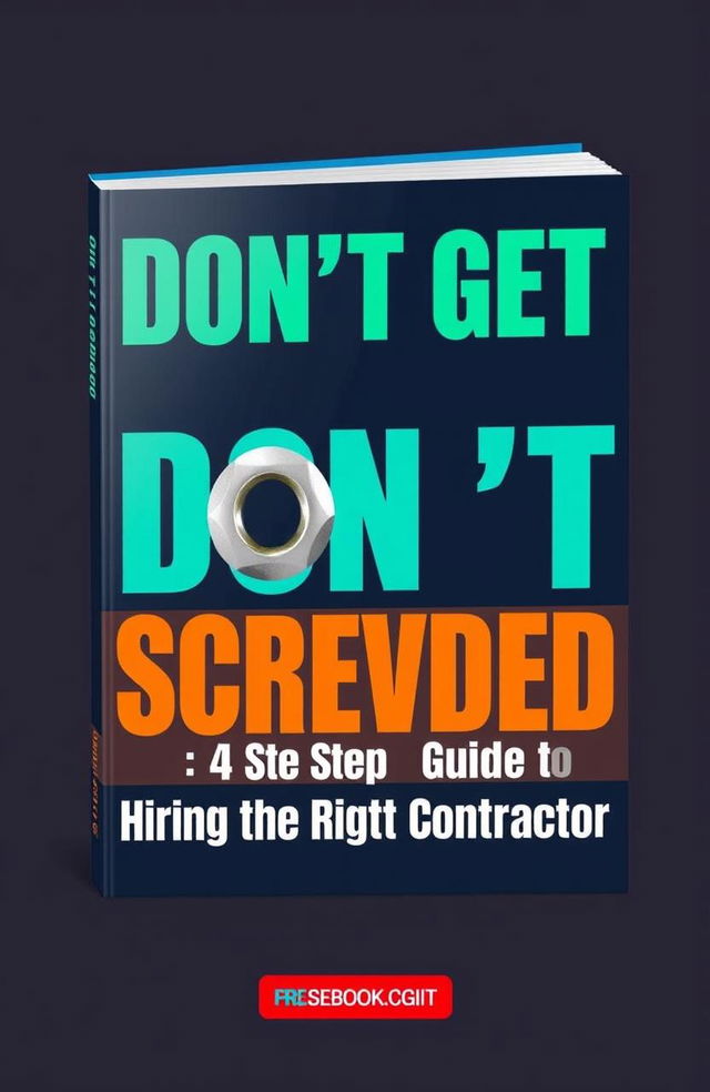 A dynamic eBook cover for the book titled "Don't Get Screwed: The 4 Step Guide to Hiring the Right Contractor